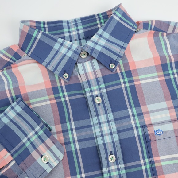 Southern Tide Performance Plaid Button Down Long Sleeve Shirt Mens Large - Picture 1 of 6